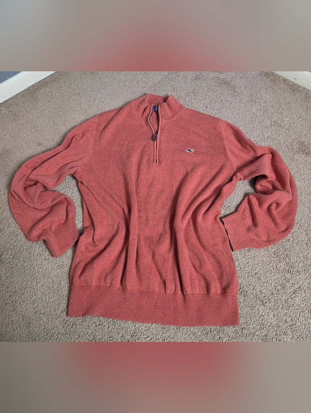Vineyard Vines Men’s Coral Half-Zip Sweater